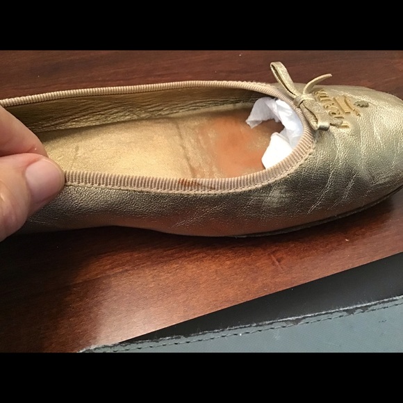 Prada Gold Leather Flats Bow Made in Italy 7 - Picture 9 of 9